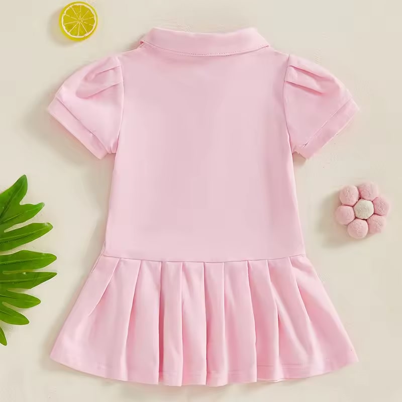 2024-12-20 Lioraitiin 6M-4Y Toddler Baby Girl Golf Outfit Short Sleeve Dress Pleated Drop Waist Summer Dresses